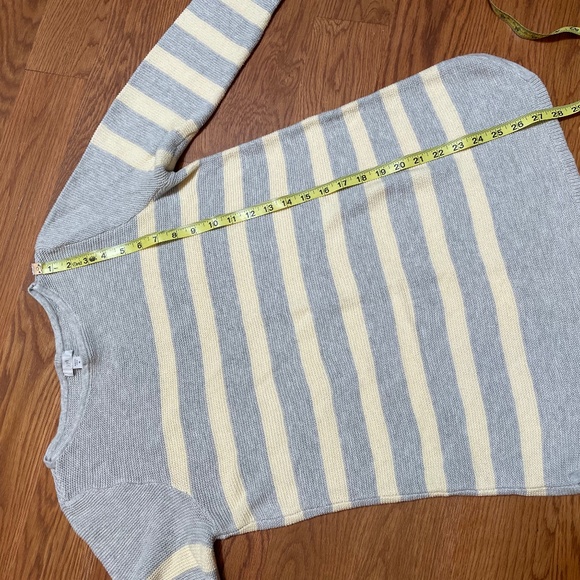 J Jill pale yellow and gray striped sweater tunic, size M - Picture 4 of 8